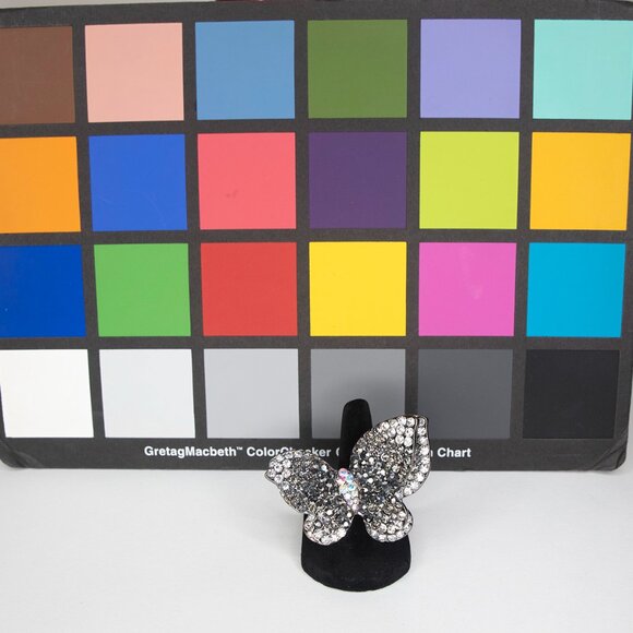 Fashion Rhinestone Butterfly Ring Size 6.25 Adjustable Band - Picture 16 of 16